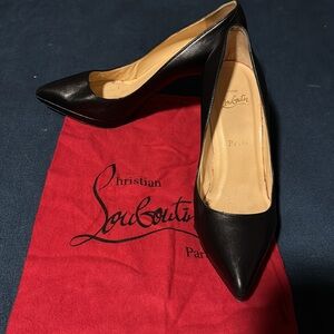 Christian Louboutin Apostrophy Leather Pointed Red-Sole Pumps